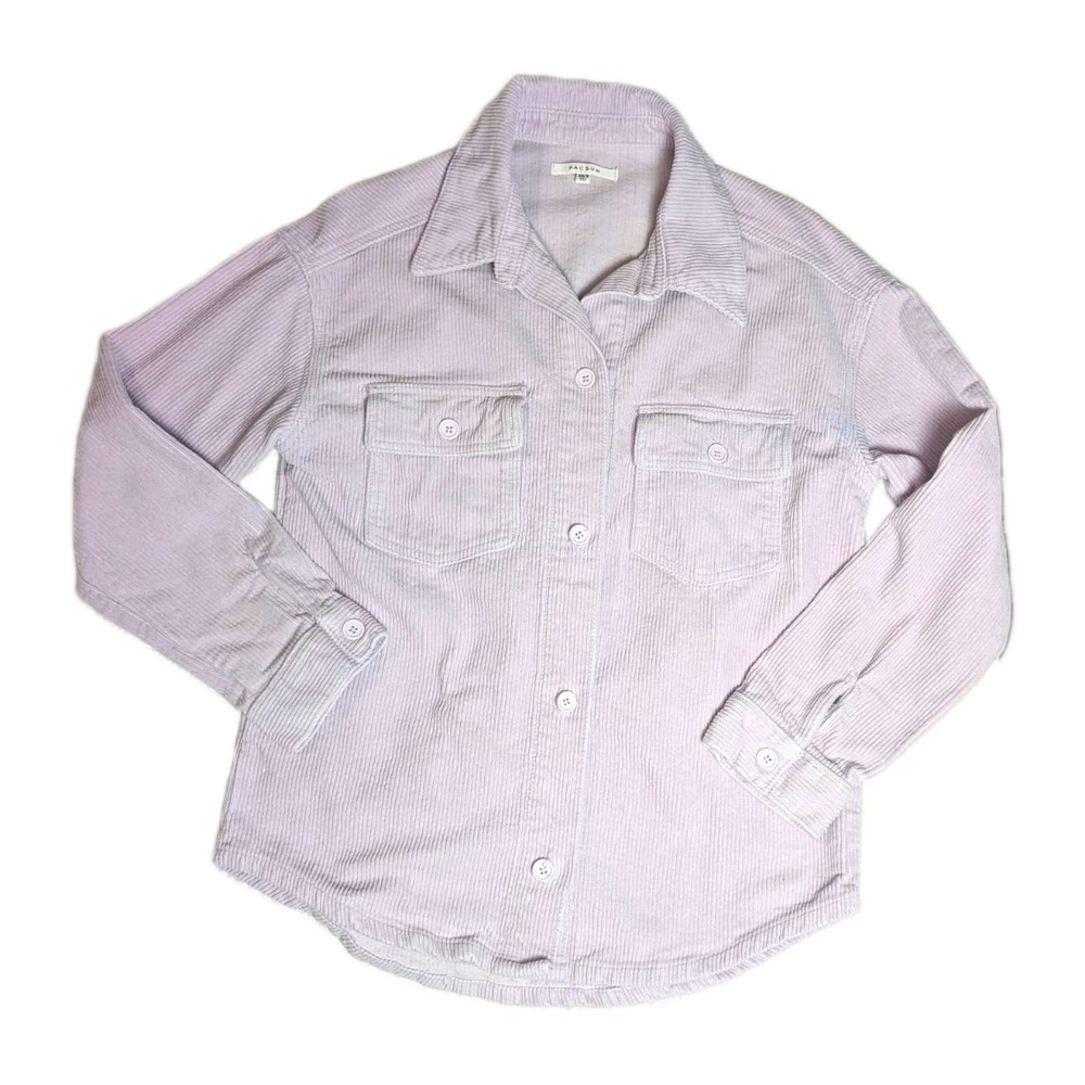 PACSUN Womens Purple Solid Cotton Corduroy Collared Button Front Shirt XS/S